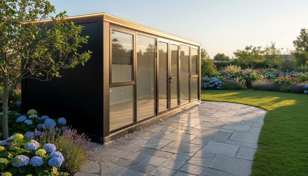 sun shining on garden room